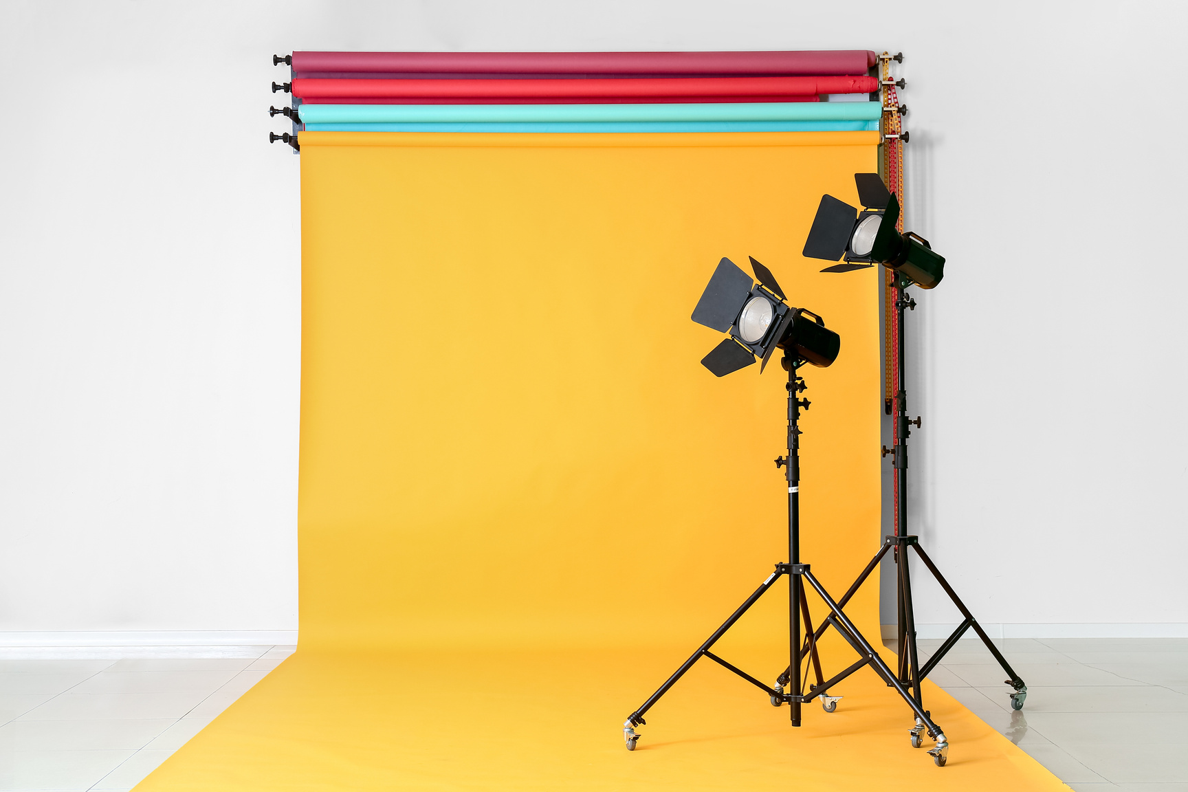 Different Backdrops and Equipment in Photo Studio